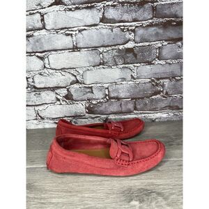Piero Massetti Red Suede Leather Moccasin Driving Loafers Women Sz 37EU/6.5M US